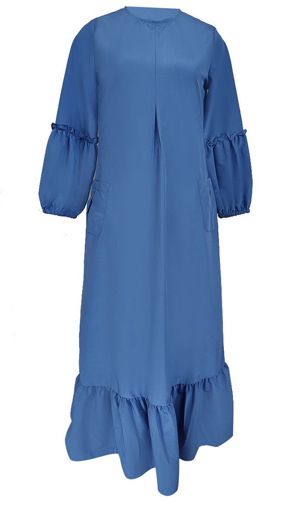 Basic Regetta Kashibo Ruffel Detailing Sleeves Abaya - EastEssence.com