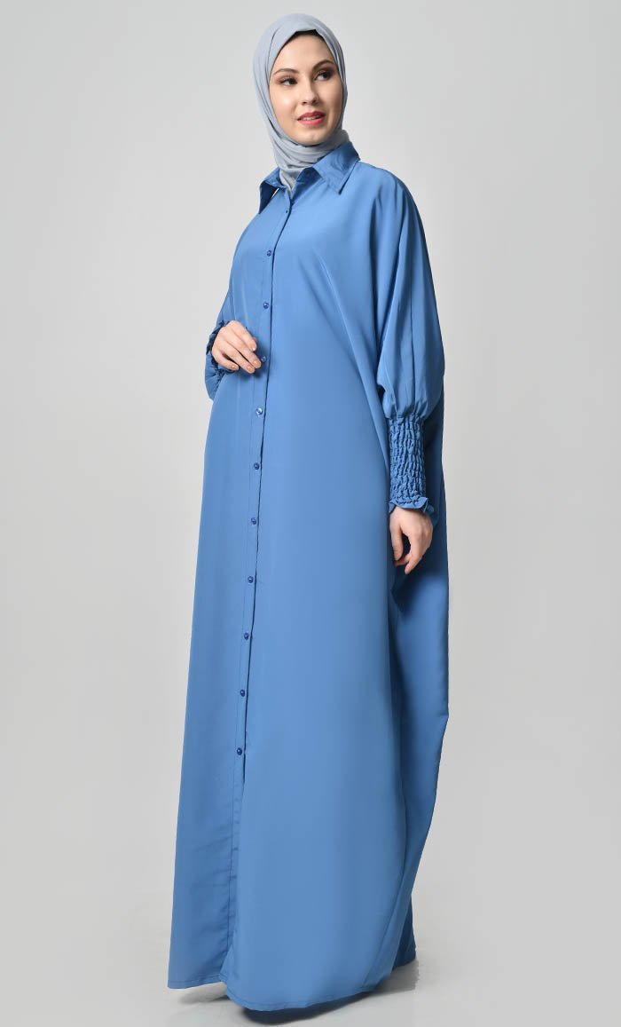 Basic Ruched Sleeve Kaftan - EastEssence.com