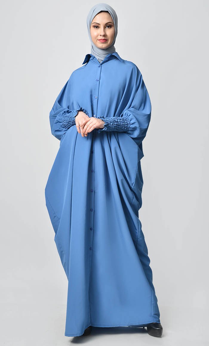 Basic Ruched Sleeve Kaftan - EastEssence.com