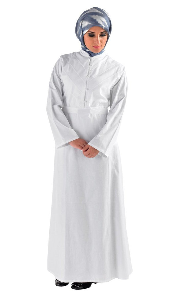 Basic Short Collared Flared Abaya Dress - EastEssence.com