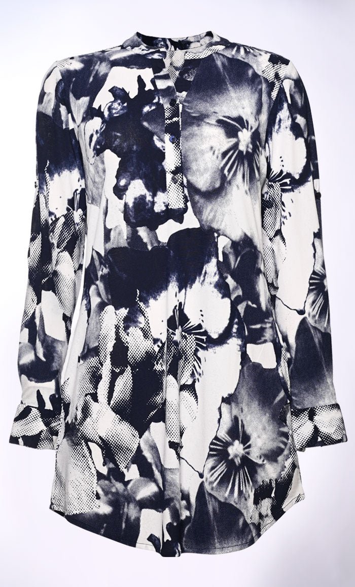 Basic Slip On Button Front Tunic With Pockets - EastEssence.com