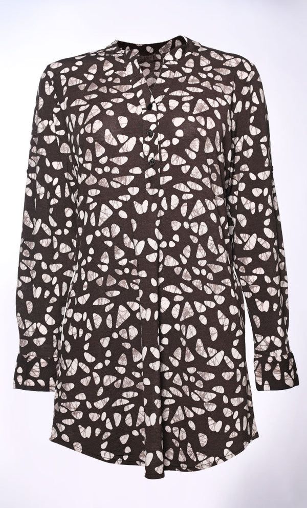 Basic Slip On Button Front Tunic With Pockets - EastEssence.com