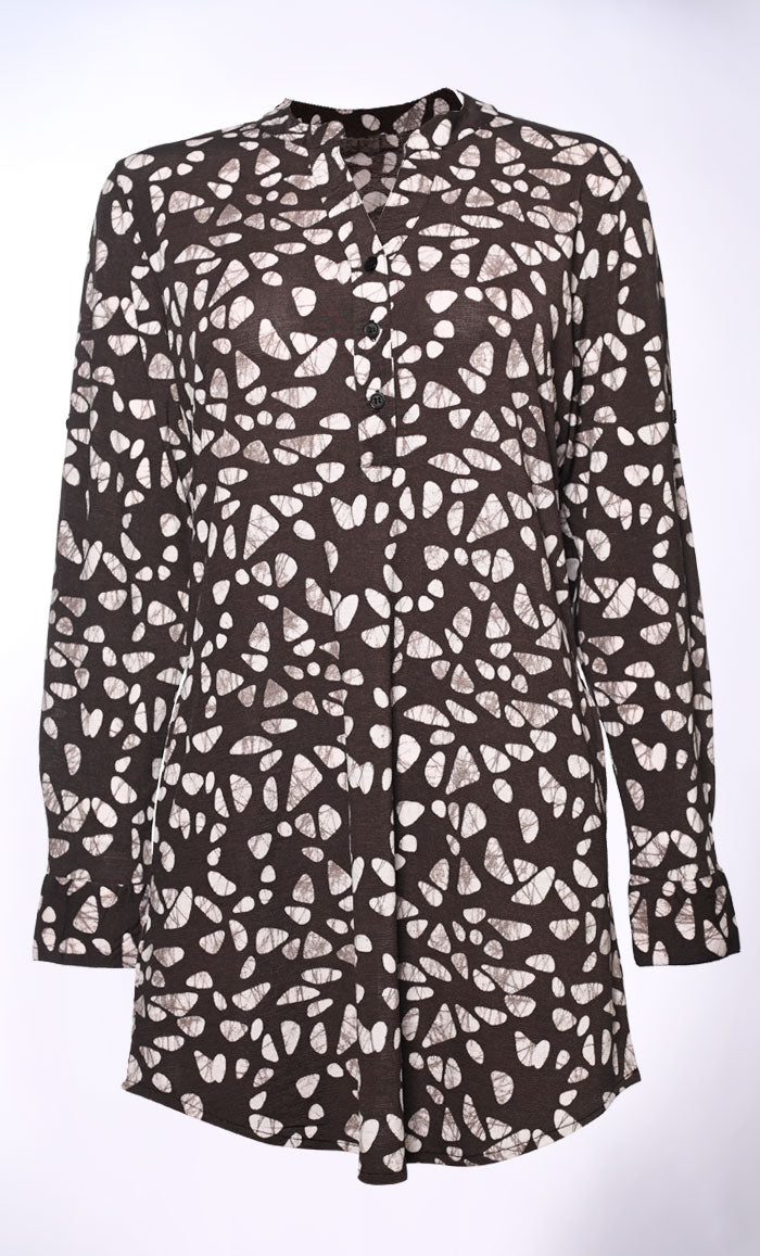 Basic Slip On Button Front Tunic With Pockets - EastEssence.com