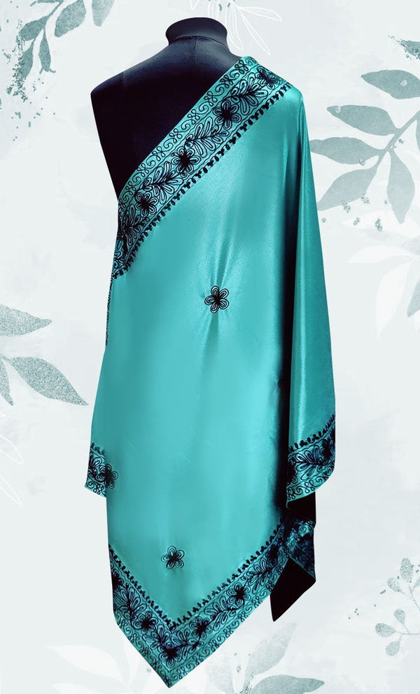 Beautiful Aari Work Detailing Velvet Shawl - EastEssence.com