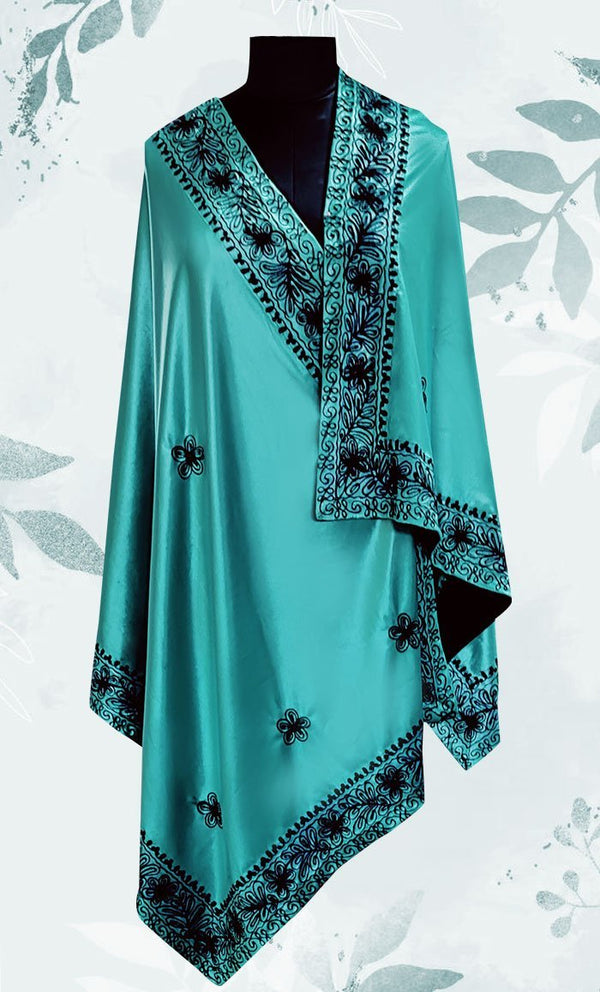 Beautiful Aari Work Detailing Velvet Shawl - EastEssence.com