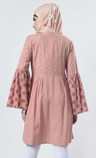 Beautiful Block Printed Front Open Button Tunic - EastEssence.com