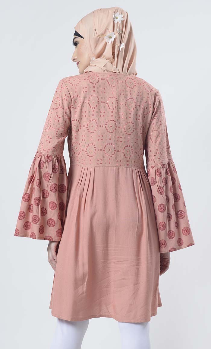 Beautiful Block Printed Front Open Button Tunic - EastEssence.com