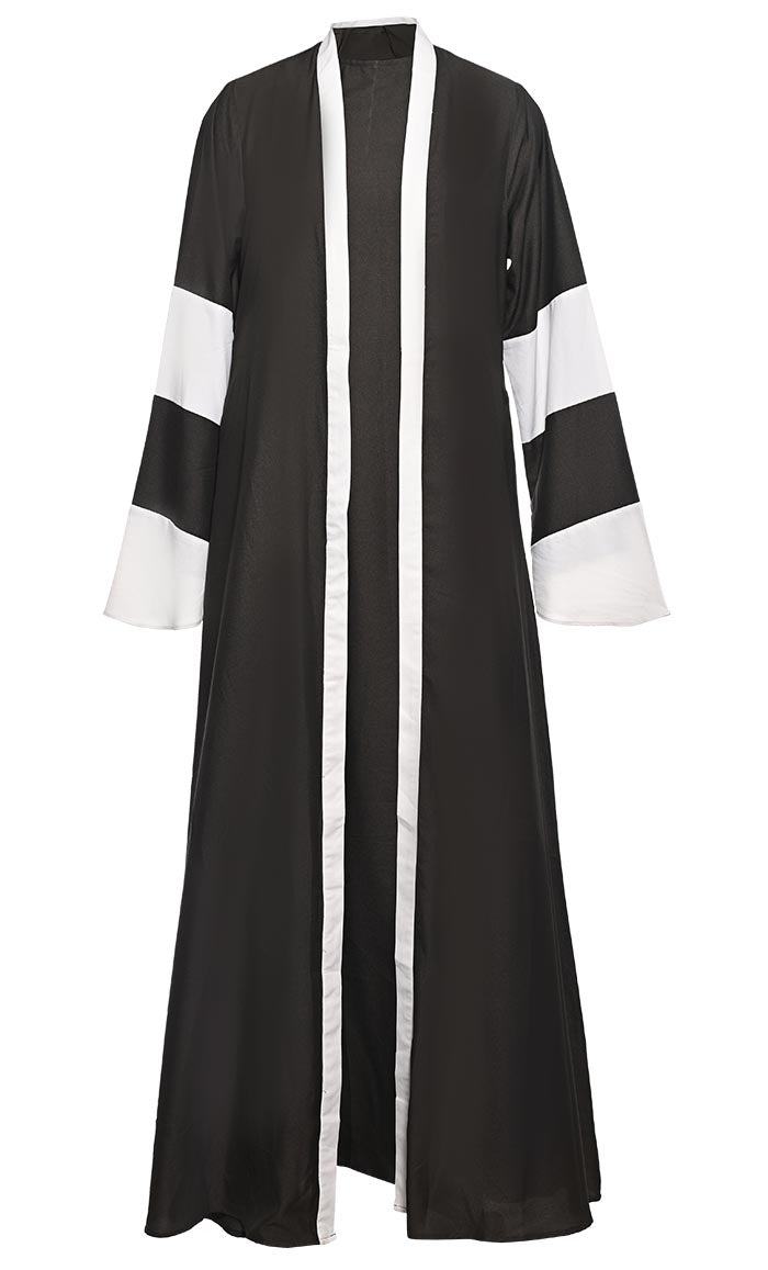 Beautiful Contrasted Detailing Bisht/Shrug With Inner And Loose Belt - EastEssence.com