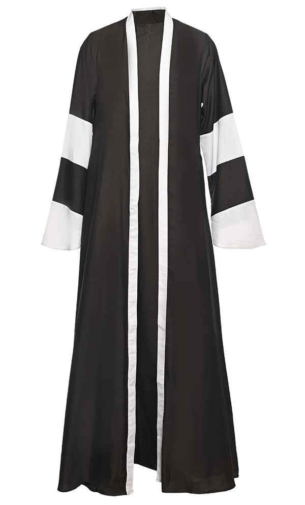 Beautiful Contrasted Detailing Bisht/Shrug With Inner And Loose Belt - EastEssence.com