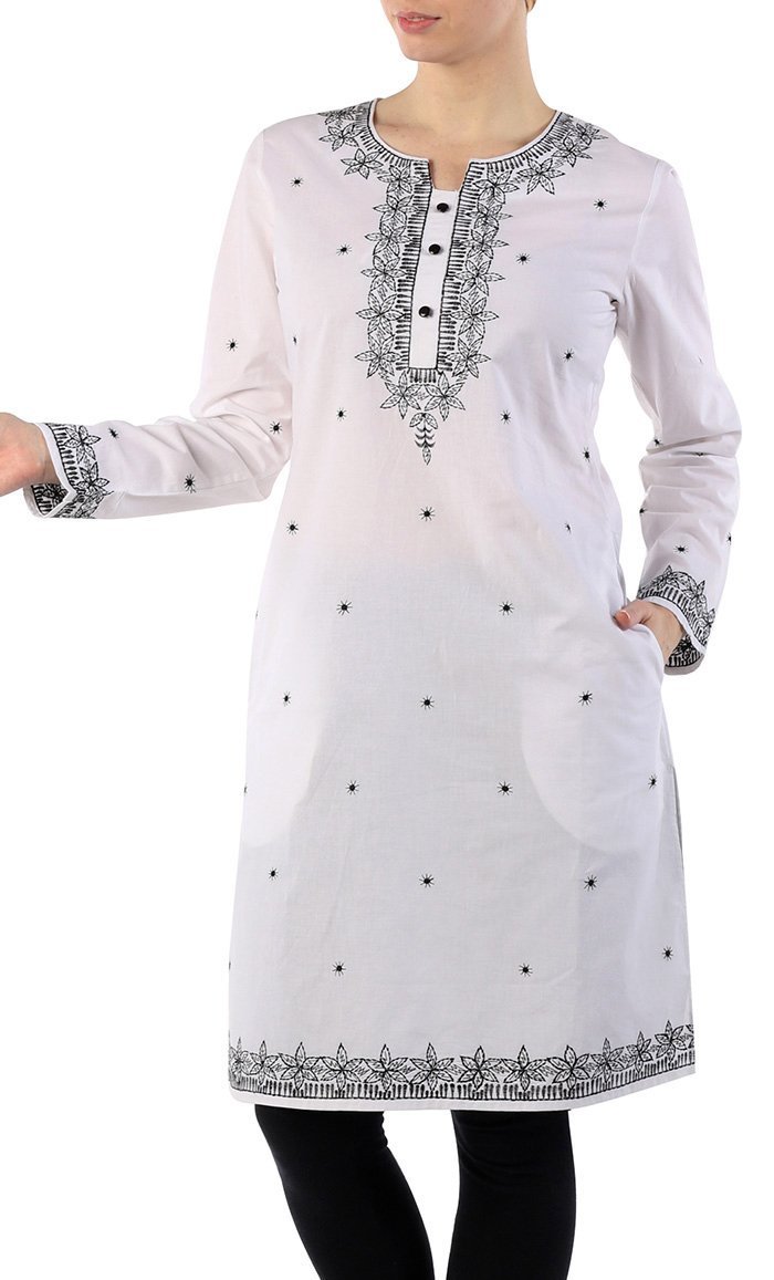 Beautiful Cotton Embroidered Spring Tunic - EastEssence.com