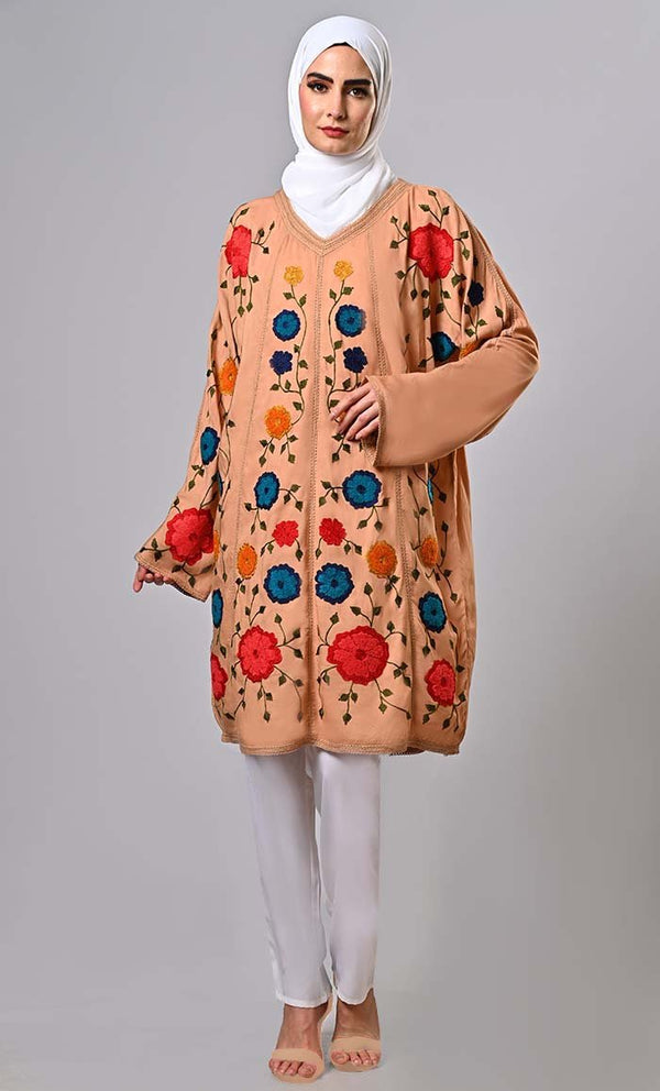 Beautiful Eastern Embroidered And Lace Detailing Tunic - EastEssence.com