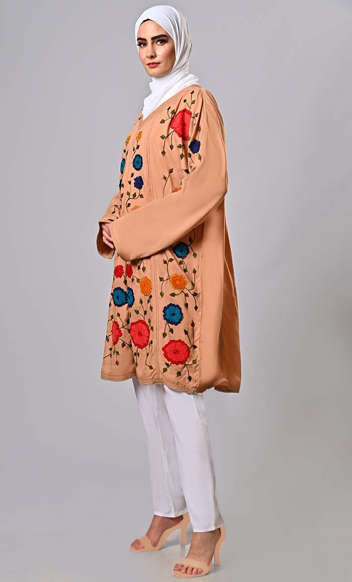 Beautiful Eastern Embroidered And Lace Detailing Tunic - EastEssence.com
