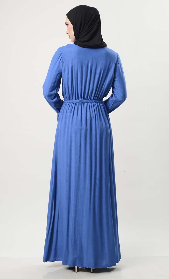 Beautiful Foral Embroidered With Pockets - EastEssence.com