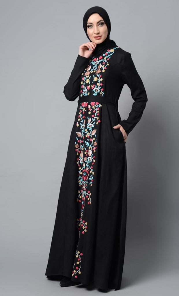 Beautiful Front Detailed Abaya Dress