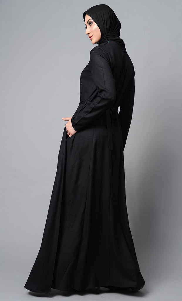 Beautiful Front Detailed Abaya Dress - EastEssence.com