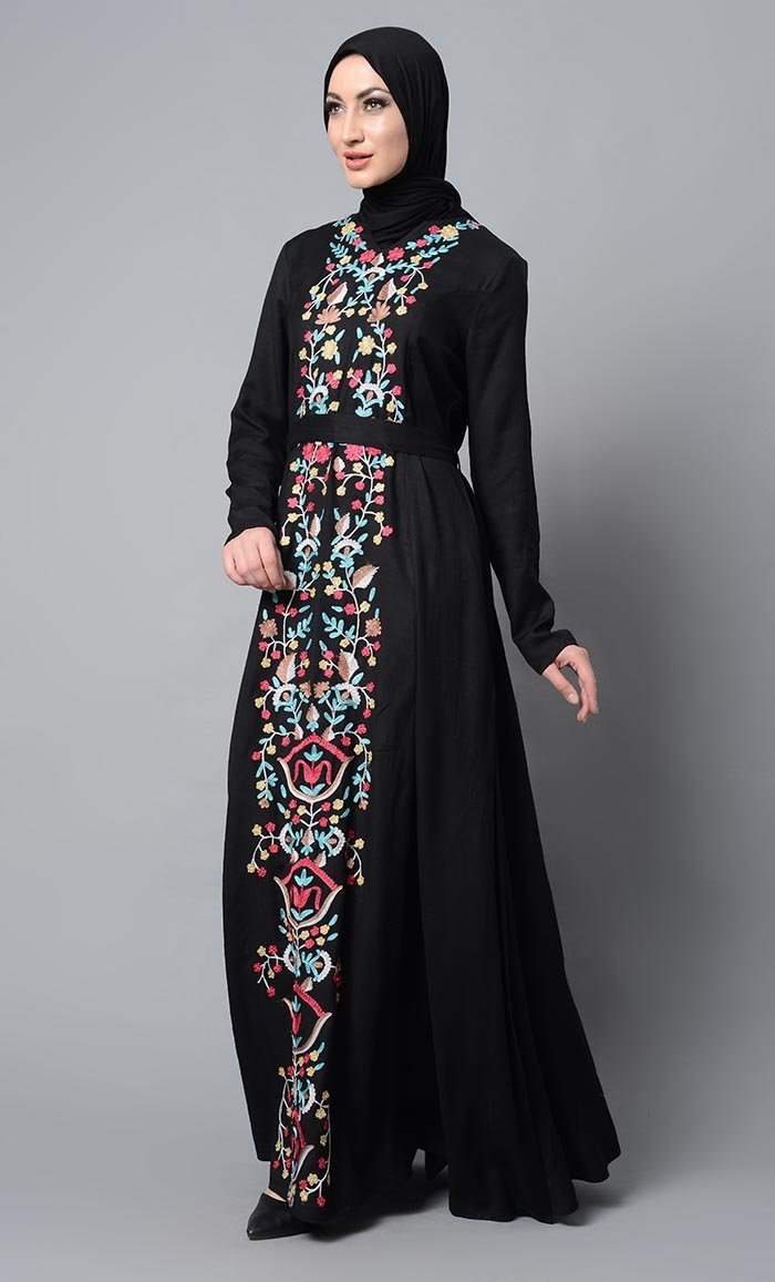 Beautiful Front Detailed Abaya Dress