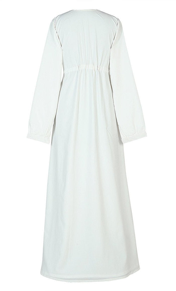 Beautiful Front Lace Detailing With Zipper Hajj / Umrah Abaya Included Pockets - EastEssence.com