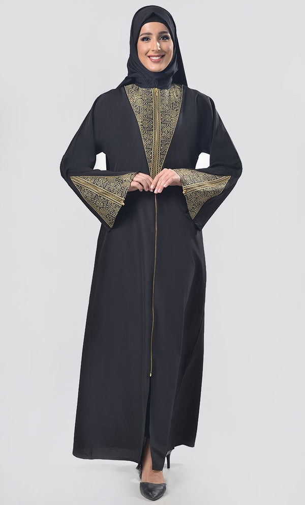 Beautiful Lace And Chain Intricate Detailing Abaya - EastEssence.com