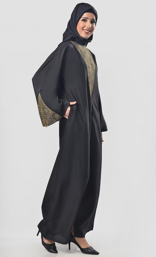 Beautiful Lace And Chain Intricate Detailing Abaya - EastEssence.com