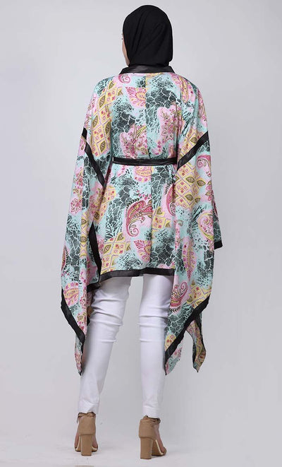 Beautiful Paisley Kaftan Style Printed Tunic With Loose Belt - EastEssence.com