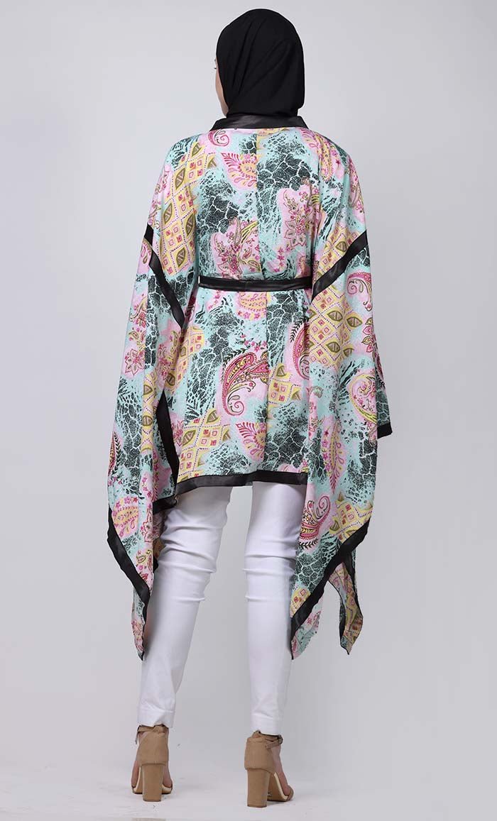 Beautiful Paisley Kaftan Style Printed Tunic With Loose Belt - EastEssence.com