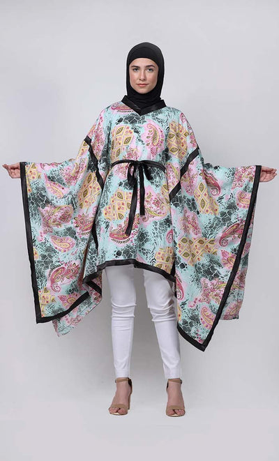 Beautiful Paisley Kaftan Style Printed Tunic With Loose Belt - EastEssence.com