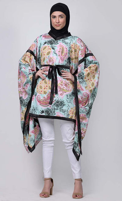 Beautiful Paisley Kaftan Style Printed Tunic With Loose Belt - EastEssence.com