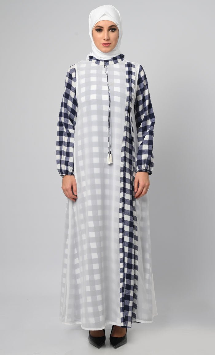 Beautiful White And Blue New Style Abaya - EastEssence.com