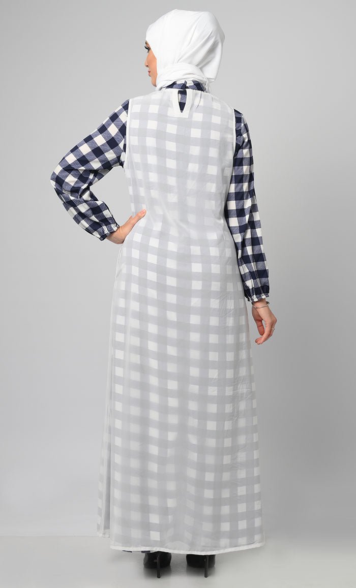 Beautiful White And Blue New Style Abaya - EastEssence.com