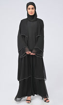 Benazir Arabic Tiered Detailing Chiffon Shrug