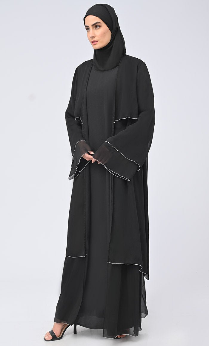 Benazir Arabic Tiered Detailing Chiffon Shrug