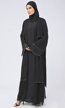 Benazir Arabic Tiered Detailing Chiffon Shrug