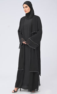 Benazir Arabic Tiered Detailing Chiffon Shrug