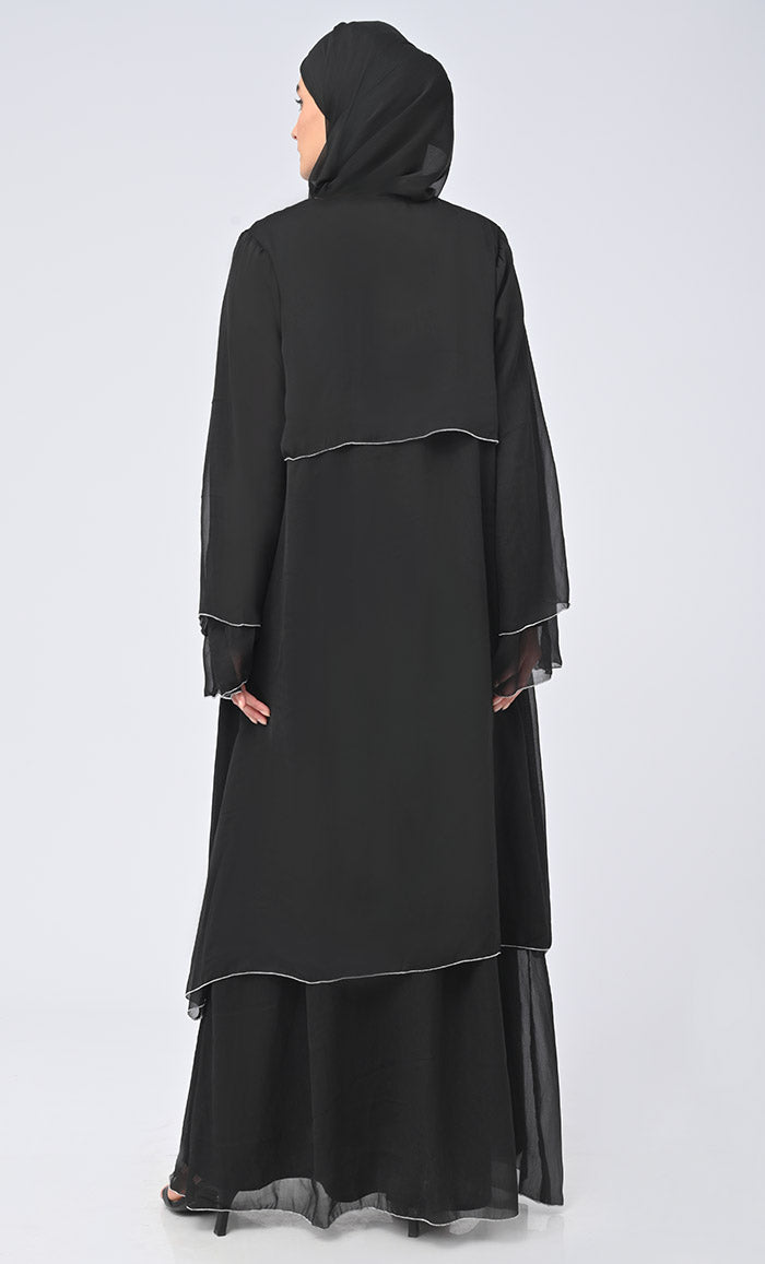 Benazir Arabic Tiered Detailing Chiffon Shrug