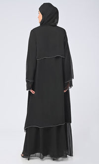 Benazir Arabic Tiered Detailing Chiffon Shrug