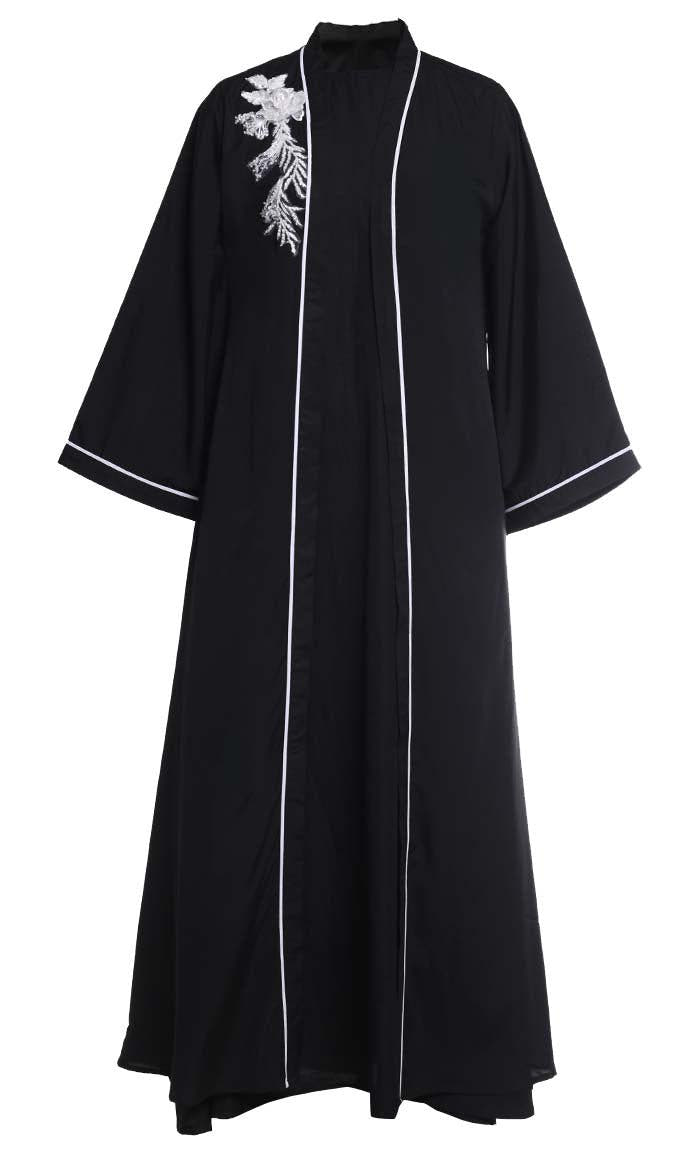 Bisht (2 pièces) avec détails d'applique noirs