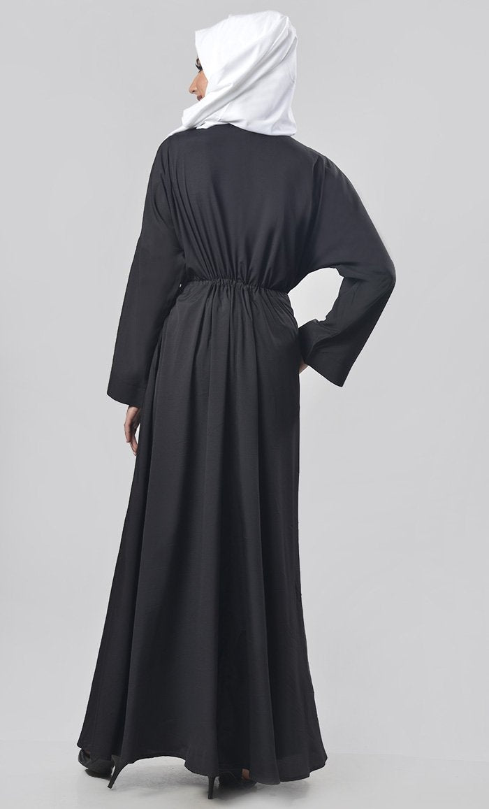 Black Beads And Dori Work Intricate Detailing Abaya - EastEssence.com