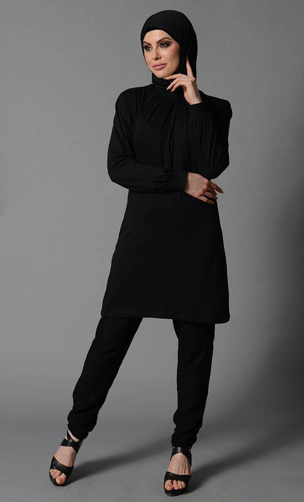 Black Cotton Tunic - EastEssence.com