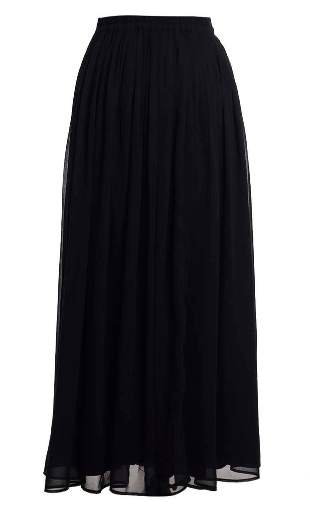 Black Georgette Skirt With Pockets And Lining - EastEssence.com