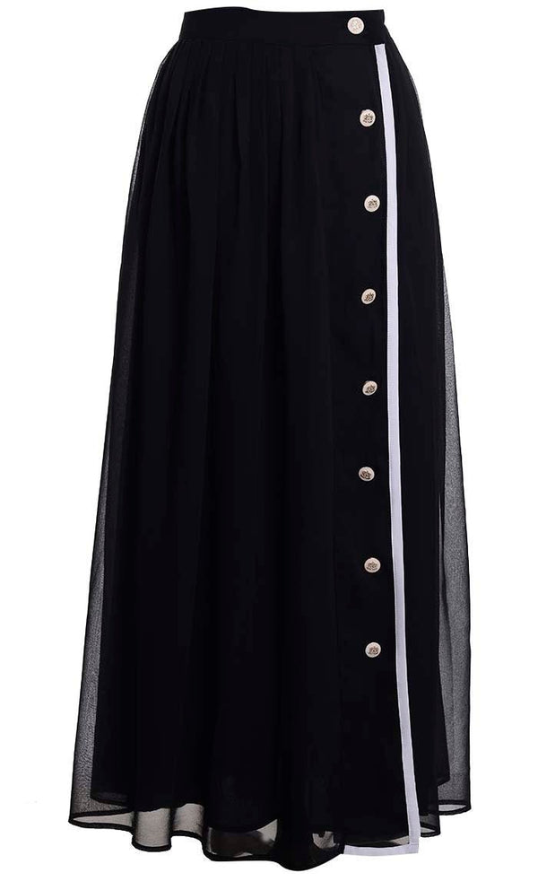 Black Georgette Skirt With Pockets
