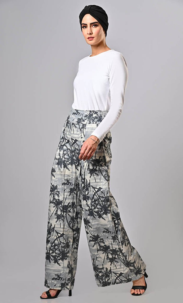 Black Graceful Modesty Elevating Style with Islamic printed Pants - EastEssence.com