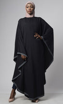 Black Grey Bordered Kaftan - EastEssence.com