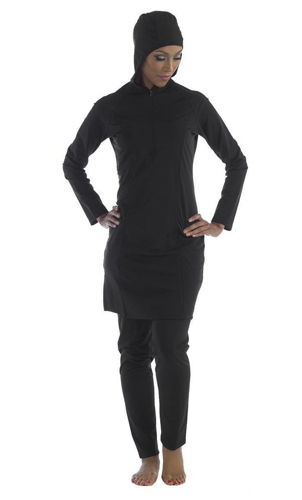 Black Hooded Swimwear Burkini Two Piece Set-Final Sale - EastEssence.com