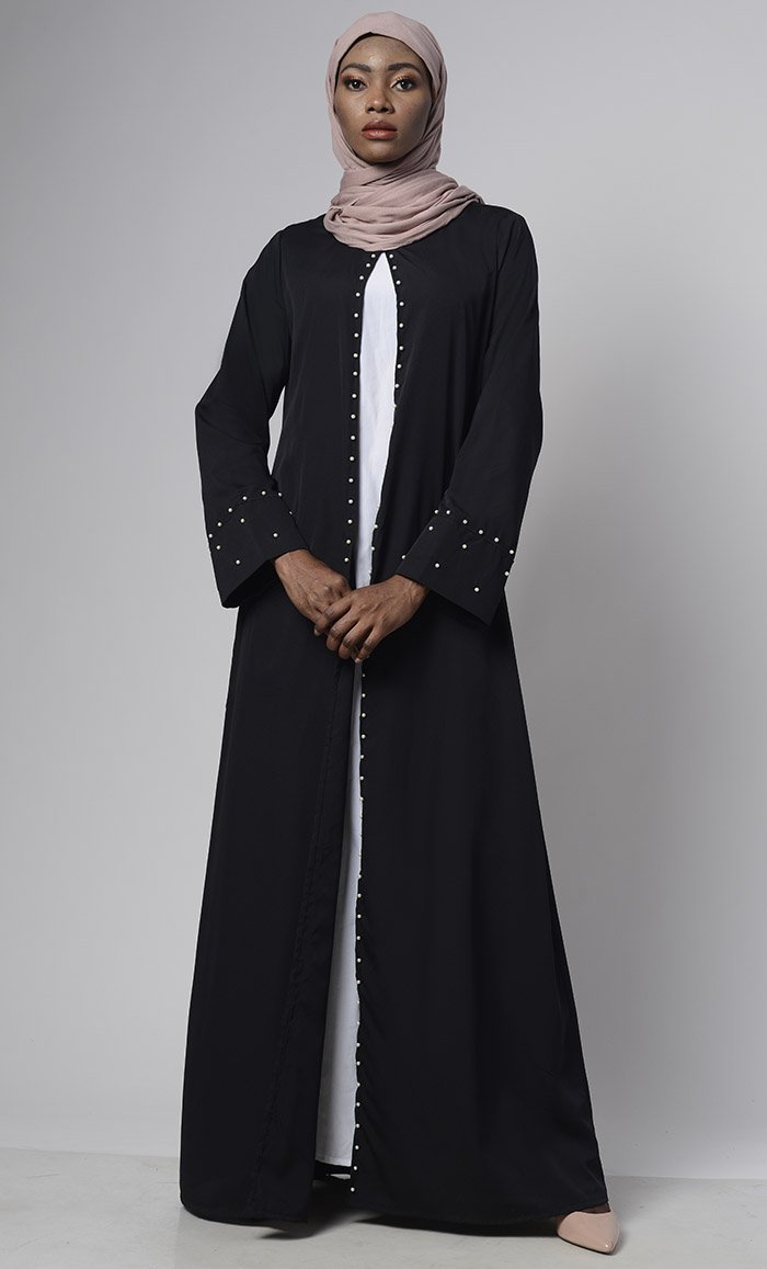 Black White Pearl Embrace Shrug With Lining