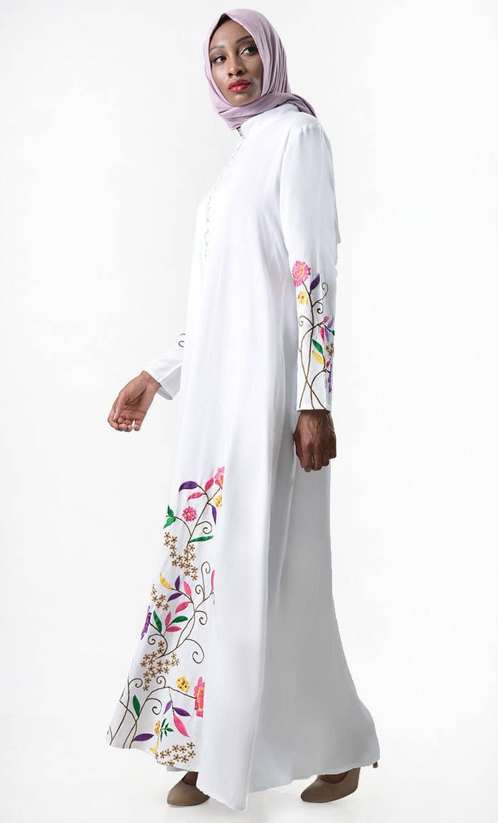 Bloom with Shine Embroidered Abaya - EastEssence.com