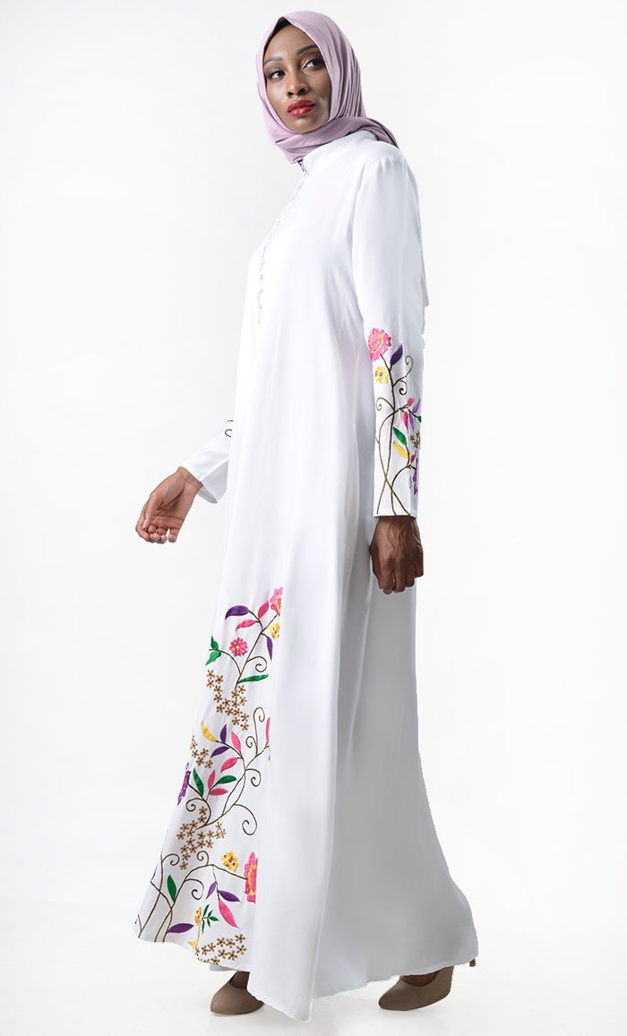 Bloom with Shine Embroidered Abaya - EastEssence.com