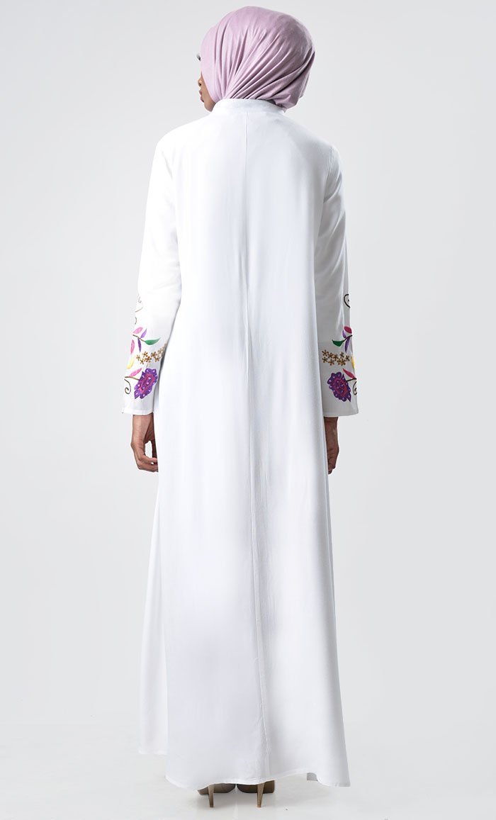 Bloom with Shine Embroidered Abaya - EastEssence.com