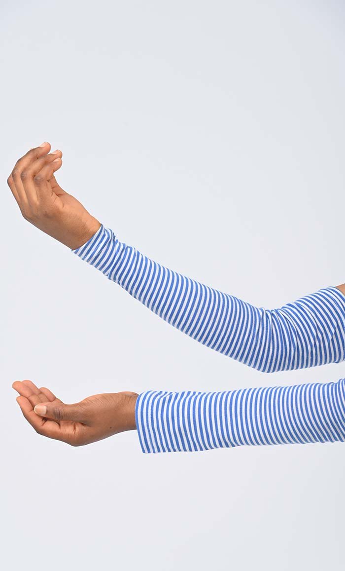 Blue Knitted Stripe Hand Cover Sleeves - EastEssence.com