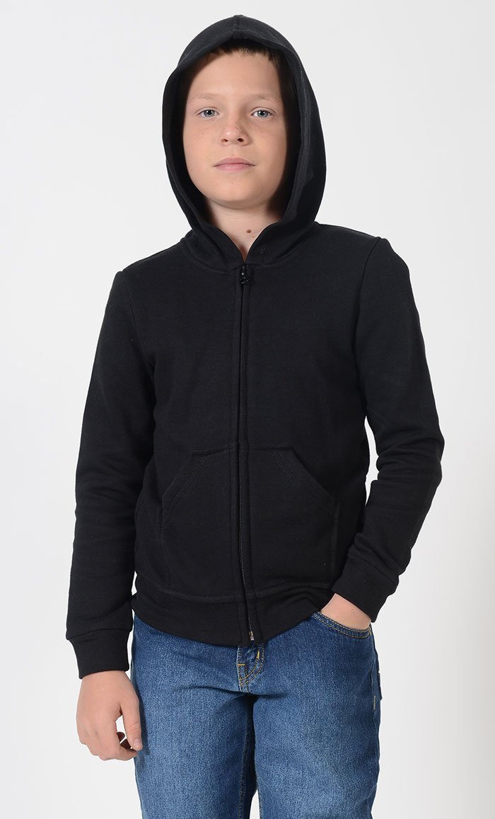Boys Black Zipper Hoodie - EastEssence.com