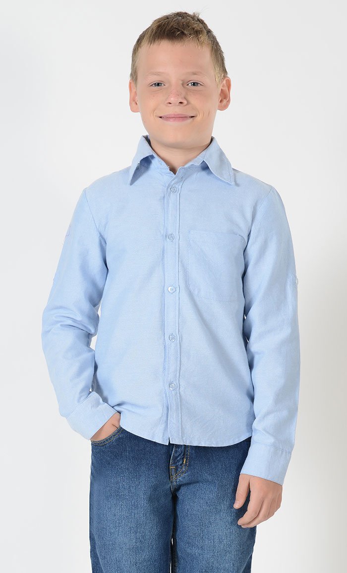 Boys Chambray Button Down Light Blue Shirt - EastEssence.com